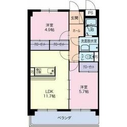 中川原駅 徒歩13分 5階の物件間取画像